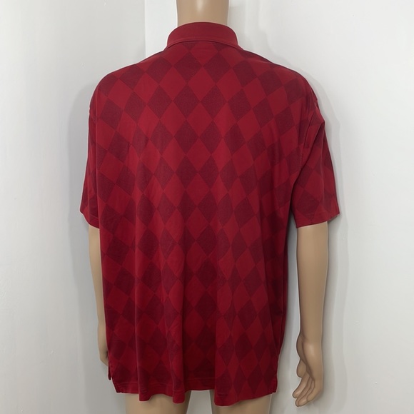 St. John’s Bay Men’s Polo Shirt Short Sleeves 2XL Maroon & Red Diamond Pattern - Picture 8 of 15